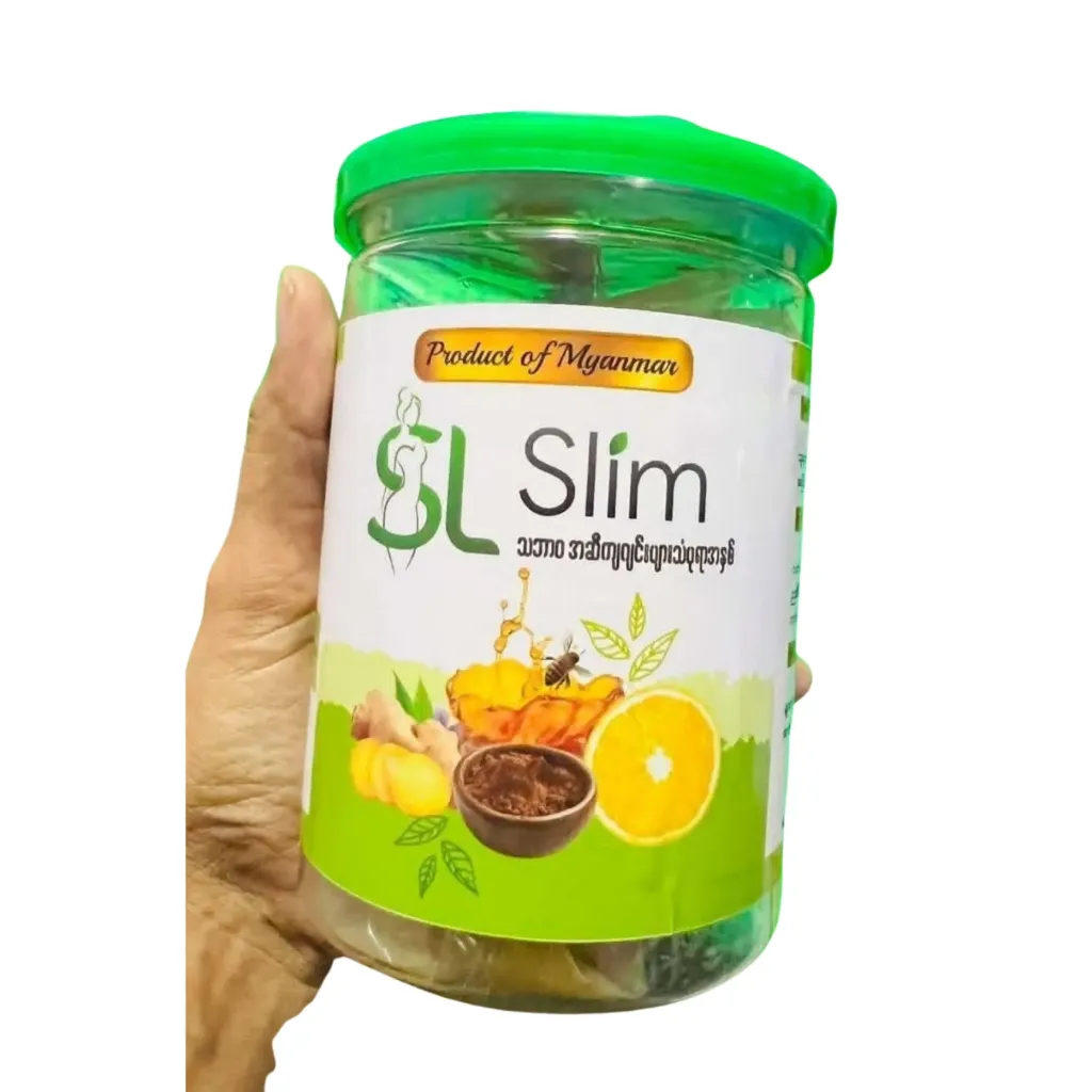 SL Slim သဘာဝအဆီကျဂျင်းပျားသံပုရာအနှစ်ဘူးကြီး